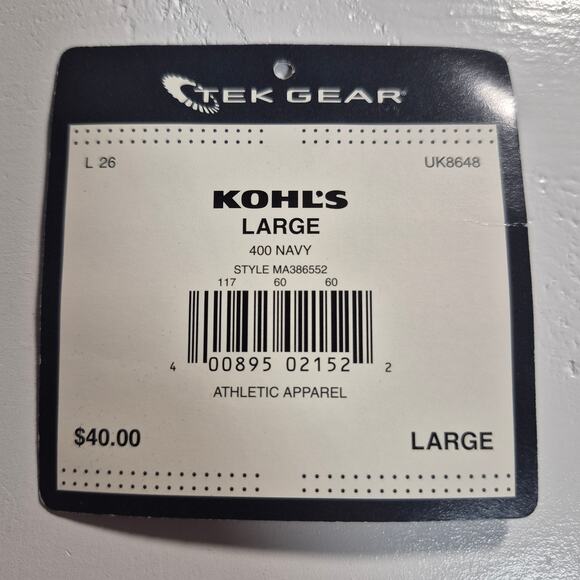 Tek Gear Mens Large Windbreaker Jacket Full Zip Hidden Hood Navy Blue - Picture 15 of 16